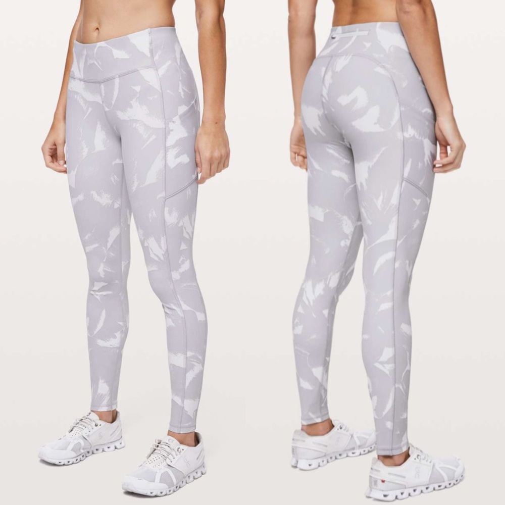 LULULEMON Speed Up Tight Full-On Luxtreme Flower Pop White Silver Lilac 4